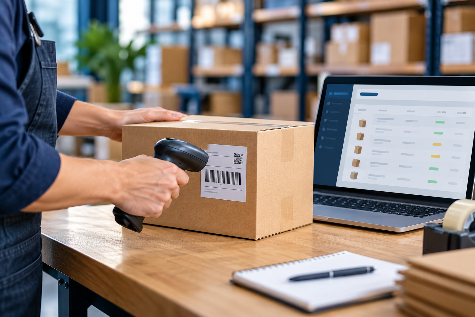 Illustrative barcode scanning at a packing station